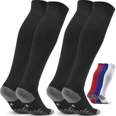 Produktbild von Fußballsocken 2 Paar Kinder Herren Stutzen EU 27-46 Schwarz - Sportsocken Trainingssocke