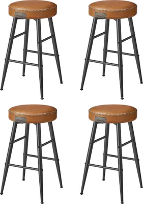 Produktbild von VASAGLE ECHO Kollektion Barhocker, 4er Set, Barstuhl, Kunstleder, karamellbraun