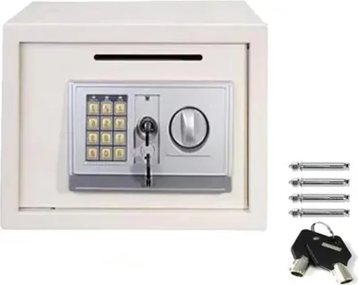 Obrázek produktu pro Digitální ocelový trezor Quorin - 16 l - Elektronické zabezpečení - Schránka na peníze a cennosti pro kancelář a domácnost - 2 přihrádky se 2 klíči