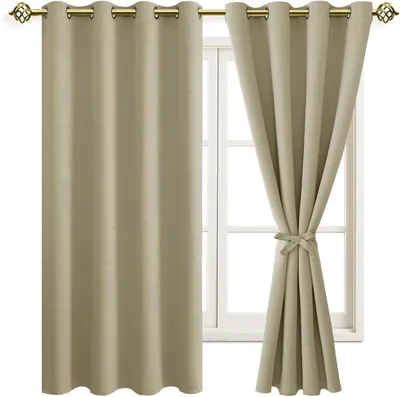 Verdunkelnde Vorhänge mit Ösen, 2 Stk., 175x140 cm, Taupe
