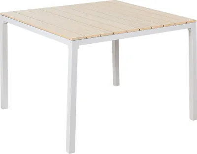 Obrázek produktu pro BELIANI Zahradní stůl Béžové plastové dřevo a bílý práškově lakovaný hliníkový rám Odolný proti UV záření Moderní design