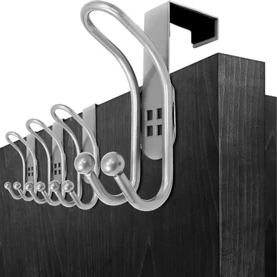 Produktbild von com-four® 4x Türhaken - Doppel-Kleiderhaken mit Schaumstoff-Schutz für Zimmer- und Schranktüren - Garderobenhaken zum Einhängen ohne Bohren - Handtuch- und Jackenhalter aus Metall