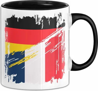 Produktbild von Frankreich Deutschland Flagge Halb Deutscher Halb Franzose Fußball Germany 2024 Europa France (Schwarz)
