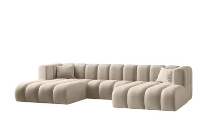 Zdjęcie produktu dla Sofa narożna w kształcie litery U, Sofa Grand modułowa z tkaniny Salvador Beżowy