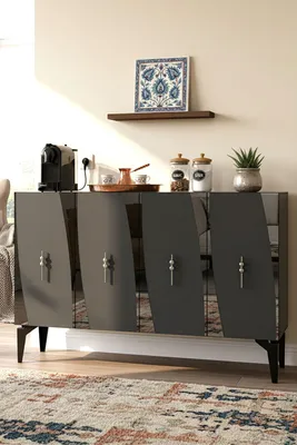 Obrázok produktu pre Skye Decor, kvalitná konzolová zostava (3-dielna) v antracitovej/striebornej farbe, 120 cm | 100% melamín