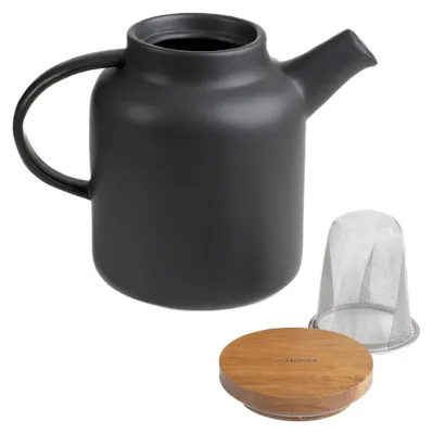 Produktbild von HOMLA POLINE Krug mit Akaziendeckel schwarz 1,5l