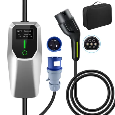 Produktbild von Mobilná nabíjačka CEE Wallbox Type2 PHEV EV 1-fázová nabíjačka 7kW 32A 5m kábel 250V