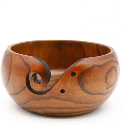 Produktbild von Wollhalter Drehbar - Holz Wollschale - Knäuelhalter - Organizer für Stricken - 14cm/5.5" - 8cm/3.2 - Garnhalter