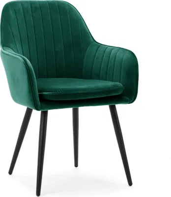 Produktbild von NEW HOME Stuhl EMILIA Esszimmerstuhl gepolsterter Wohnzimmerstuhl - grün - moderne Samt Velours Möbel