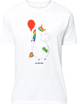 Produktbild von Mr. & Mrs. Panda T-Shirt Einhorn Luftballon - Weiß - Geschenk, Shirt, Geld, Tshirt, Oversize, Einhörner, Unicorn, Lustiges