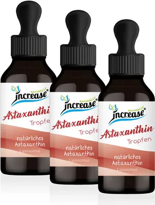 Produktbild von Nimm 3, zahl 2 Aktion Liposomale Astaxanthin Tropfen hochdosiert - 8mg Astaxanthin pro Tag (1.440mg Astaxanthin in 3 Flaschen) - Keto MCT Öl C8 & C10