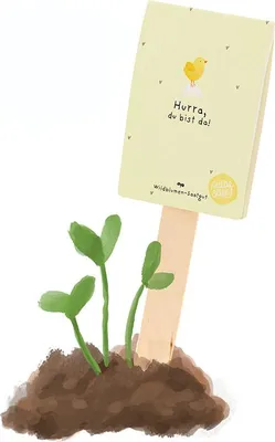 Produktbild von Saatgruß Hurra du bist da – Blühender Willkommensgruß zur Geburt – Mit Wildblumen-Saatgut – Nachhaltiges Geschenk zur Babyparty, Taufe & Geburt – Liebevolle Aufmerksamkeit für Eltern & Familie