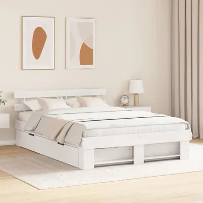 Image de Maison Exclusive - Cadre de lit avec tête de lit blanc 140 x 200 cm Bois de pin massif