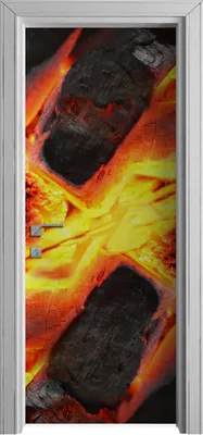 Produktbild von Tür Selbstklebende 80x210 cm Türfolie Türtapete Klebefolie - Grill Feuer Glut