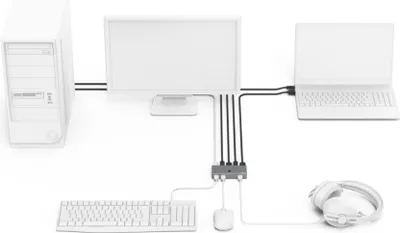 Produktbild von HAMA KVM-Umschalter "Connect2Switch", inkl. Kabel, 4 Ports (00200135)