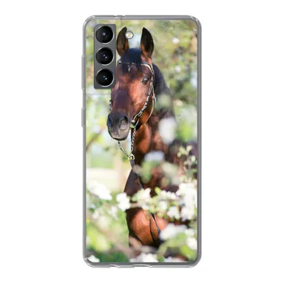 Produktbild von MuchoWow® Handyhülle Schutzhülle Hülle für Samsung Galaxy S21 Pferde - Blüte - Frühling - Tiere Silikon Softcase Handy Hülle - Softcase
