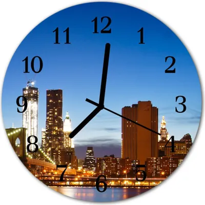 Produktbild von Glasuhr Wanduhr Küchenuhr Echt-Glas 30fi cm Skyline mehrfarbig