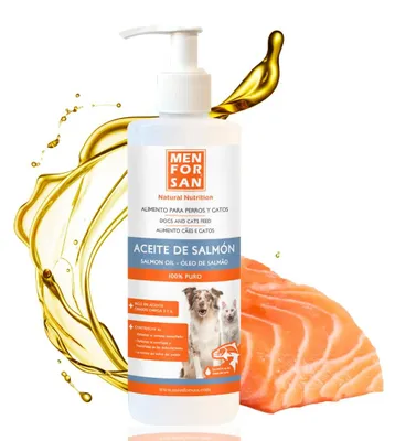 Productafbeelding van MENFORSAN zalmolie voor honden en katten – versterkt het immuunsysteem en de gewrichten, 500 ml