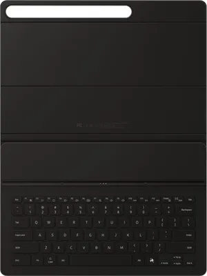 A black tablet keyboard cover is shown from the front, lying flat.