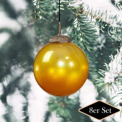 Produktbild von Christbaumschmuck aus Glas, Gold, groß, Christbaum, 8er Set