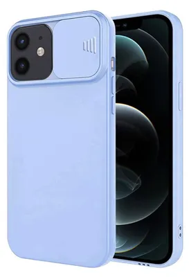 Immagine prodotto di cofi1453® protezione a 360 gradi CamShield silicone cover custodia sottile per cellulare con fotocamera protezione fotocamera cover per iPhone 12 Mini blu chiaro