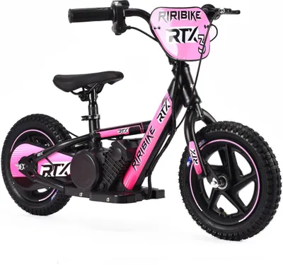 Produktbild von Elektro Laufrad für Kinder RIRIBIKE RTX3 24V (12"), Rosa, Lithium-Batterie, 100W-Motor, Scheibenbremse, verstellbarer weicher PolyurethanSitz
