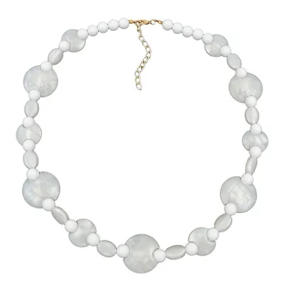Produktbild von Kette 18mm und 23mm Scheiben Kunststoff wachsweiß und Perlen weiß 50cm weiß 23mm