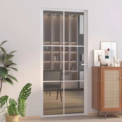 Produktbild von vidaXL Drzwi wewnętrzne 93x201,5 cm białe ESG szkło i aluminium