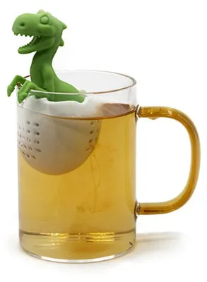 Dinosaurier-Teefilter aus Silikon, wiederverwendbar, grün
