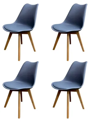 Produktbild von Esszimmerstühle 4er Set Grau Kunststoff mit Massivholzbeinen