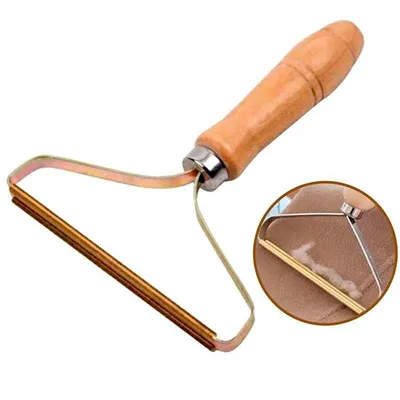 Produktbild von Fusselrasierer und Tierhaarentferner für Kleidung, manueller Textilreiniger für Teppiche und Sofa, Fusselentferner mit Holzgriff - PuffShaver