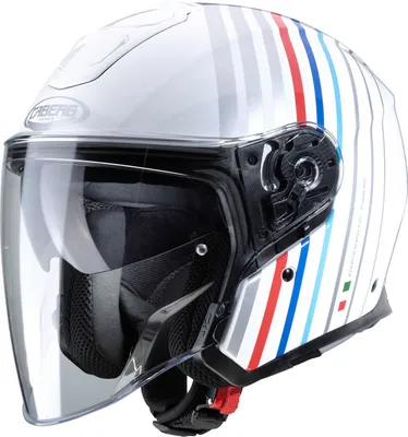 Image de Casque jet Caberg Flyon Bakari, blanc/rouge/bleu, taille S (55/56)