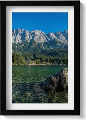Produktbild von Zugspitzgipfel Deutschland– Wandbild mit Rahmen – Gerahmtes Bild  – Wanddekoration – 20x30 cm – Schwarz