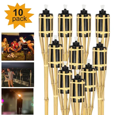 Produktbild von TolleTour Gartenfackeln Set 30x Lampen Fackeloel Docht 90cm Bambus Ölfackeln für draußen Lampenöl für fackeln Flammen Feuer Party Deko