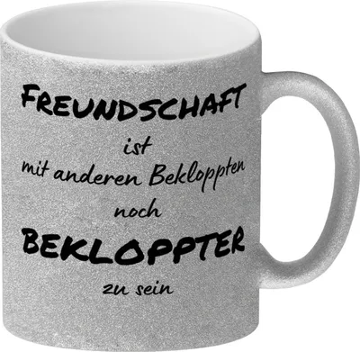 Produktbild von Freundschaft Glitzer-Kaffeebecher mit Spruch