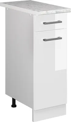 Produktbild von Küchenunterschrank Vicco R-Line Weiß Hochglanz 30 cm , AP Marmor, Model 37502
