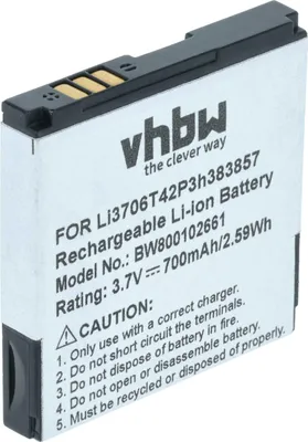 Produktbild von vhbw Akku Ersatz für ZTE Li3706T42P3h383857 für Handy Smartphone Telefon (700 mAh, 3,7 V, Li-Ion)