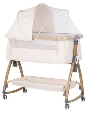 Produktbild von Chipolino Beistellbett Charisma Matratze höhenverstellbar Räder Ablagefach Gurt beige