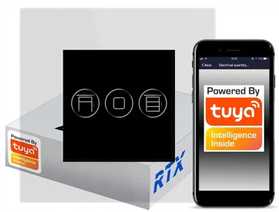 Produktbild von Berührungsschalter für Blindenkontakte, schwarz, ZigBee, TUYA RTX SH