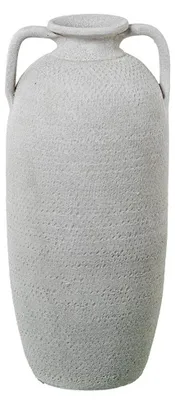 Bodenvase mit Keramikgriffen, Sandweiß, 19x19x50 cm