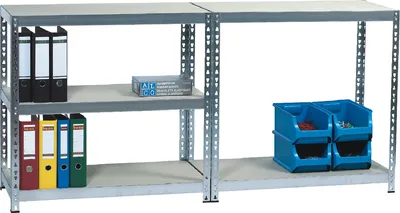 Produktbild von Alco Steckregal Stahlblech 5 Holzböden 92x46x180cm silber