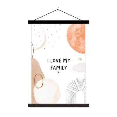 Produktbild von MuchoWow® Textilposter Zitate - Ich liebe meine Familie - Sprichwörter 60x90 cm mit schwarzem Rahmen - Poster Wohnzimmer