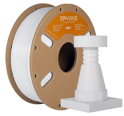 Produktbild von ERYONE Engineering-Filament, 3D-Druckfilament 1,75 mm +/- 0,03 mm, kompatibel mit den meisten FDM-3D-Druckern, ABS Plus, weiß, 1 kg Spule (2,2 lbs)