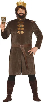 A man dressed in a medieval king costume, holding a goblet.