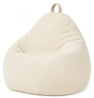 Image de Pouf poire déhoussable velours côtelé BANANAIR 120x100 cm blanc cassé