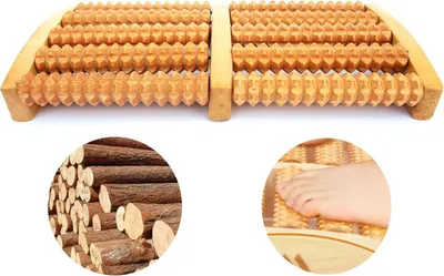 Produktbild von Fußmassagegerät Holz mit 10 Massagewalzen, Lymphdrainage, für Zuhause