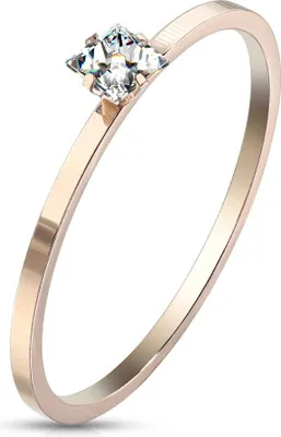 Produktbild von Damen Ring Edelstahl Zirkonia Kristalle Herren Solitärring Bandring Autiga® rosegold 54 - Ø 17,32 mm