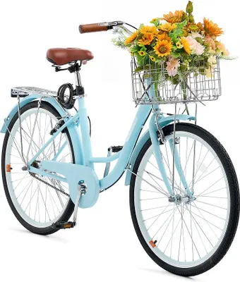 Obrázek produktu pro Plážové kolo Cruiser světle modré s košíkem - pláště 66 cm - 1 rychlostní kolo - ideální na pláž i do města