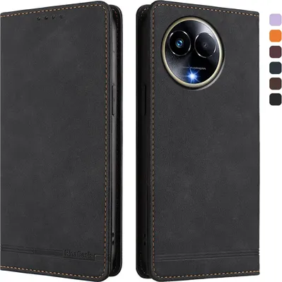 Immagine prodotto di Custodia per Realme 11 5G, custodia retro in Finto cuoio flip con supporto e slot per carte Nero