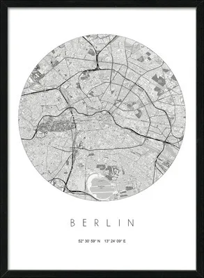 Produktbild von Gerahmtes Bild Berlin Landkarte 53x73 cm